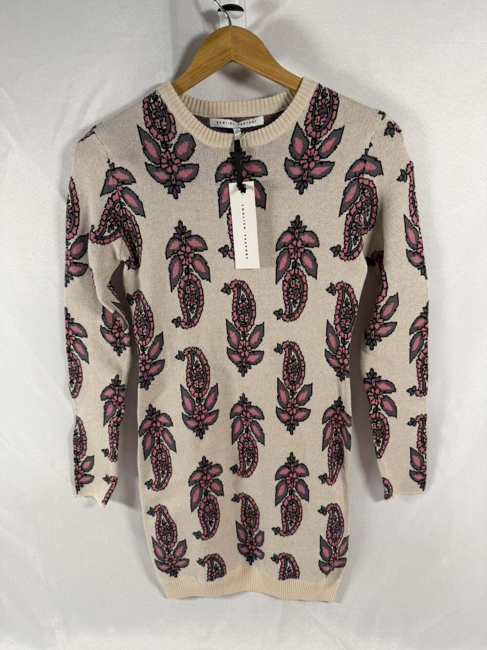 English Factory Long-Sleeve Knit Sweater Dress Size Small